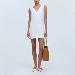 Madewell White Linen Ariana Mini Dress